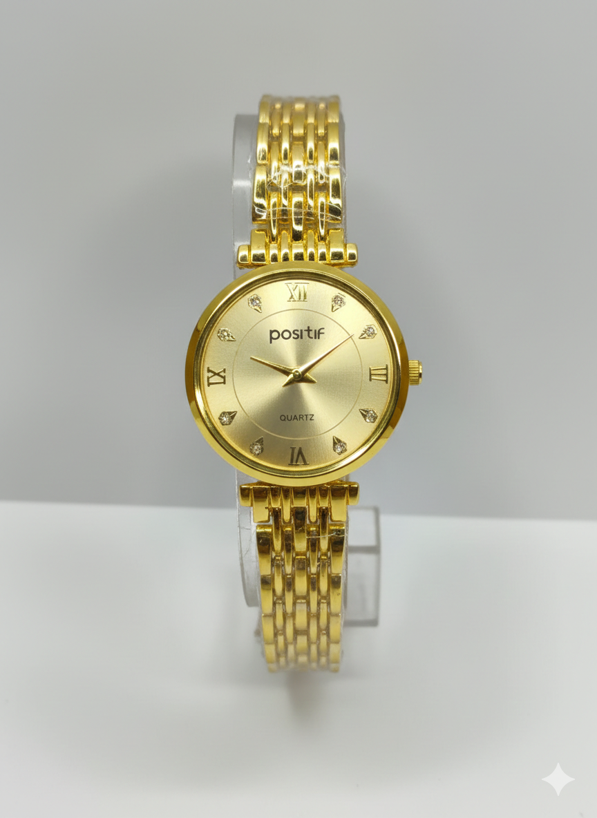 Positif Gold Quartz Couple Watch Set – Matching His & Hers