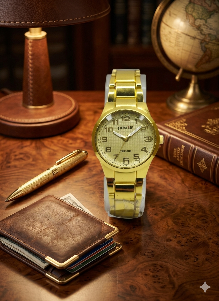 Gold Stainless Steel – Elegant Analog Bracelet Wristwatch