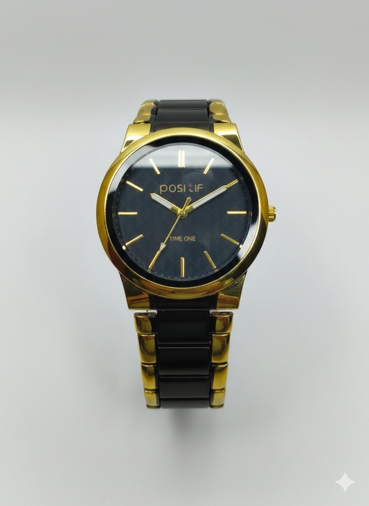 POSHIF Time One Gold & Black Luxury Analog Watch