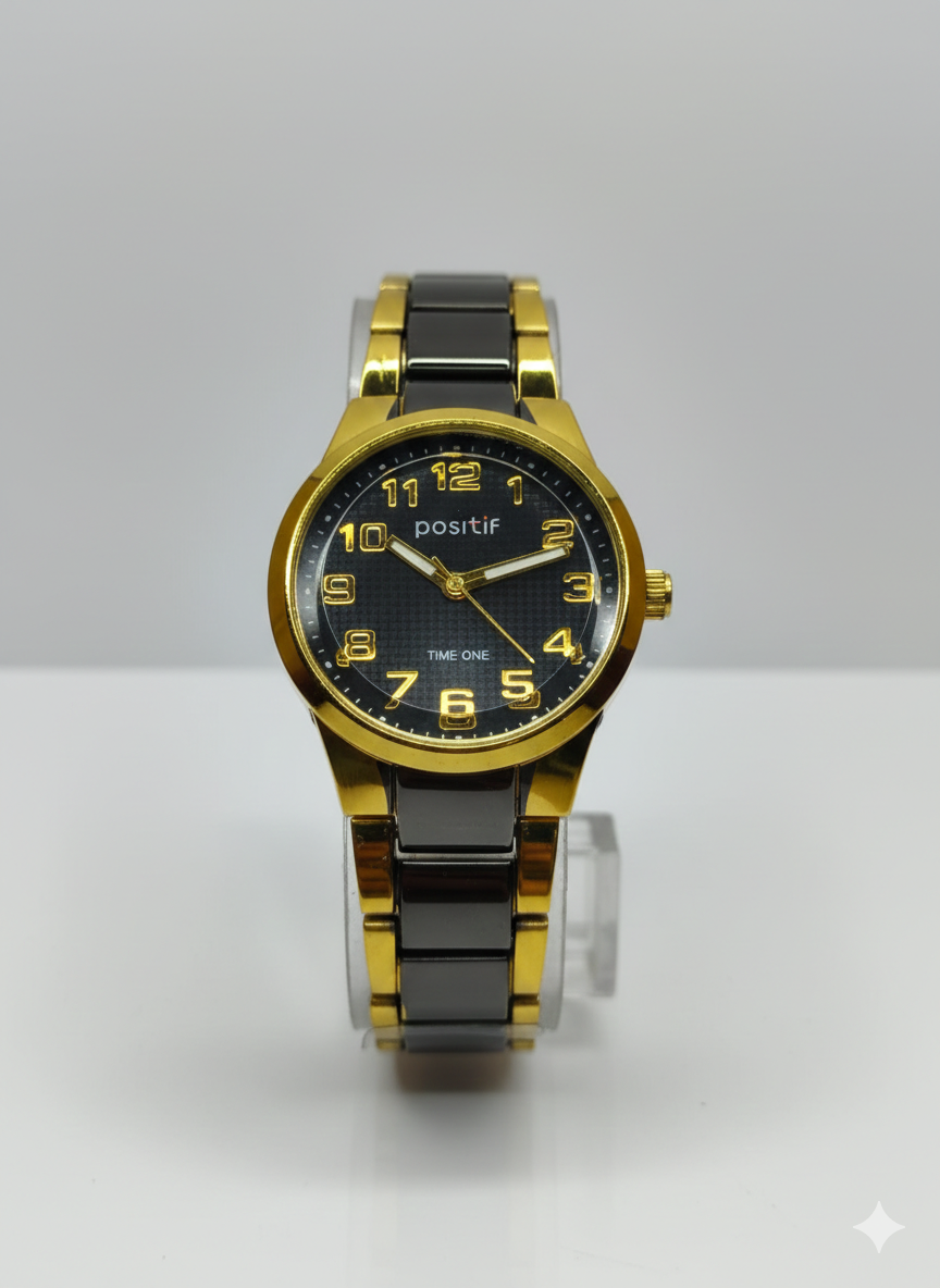 Positif Gold & Black Women’s Quartz Watch