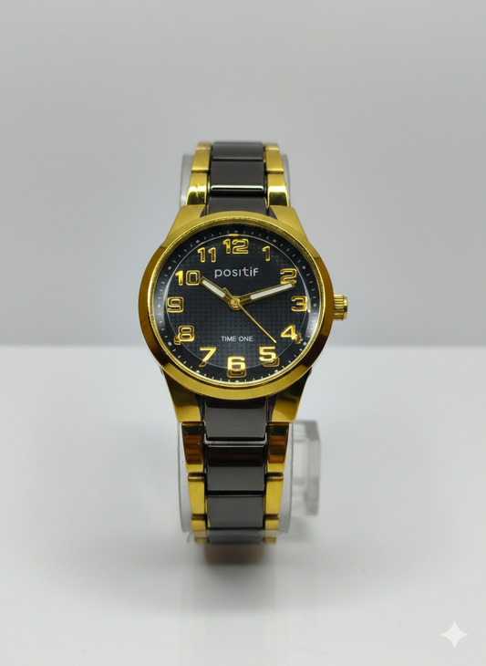 Positif Gold & Black Women’s Quartz Watch