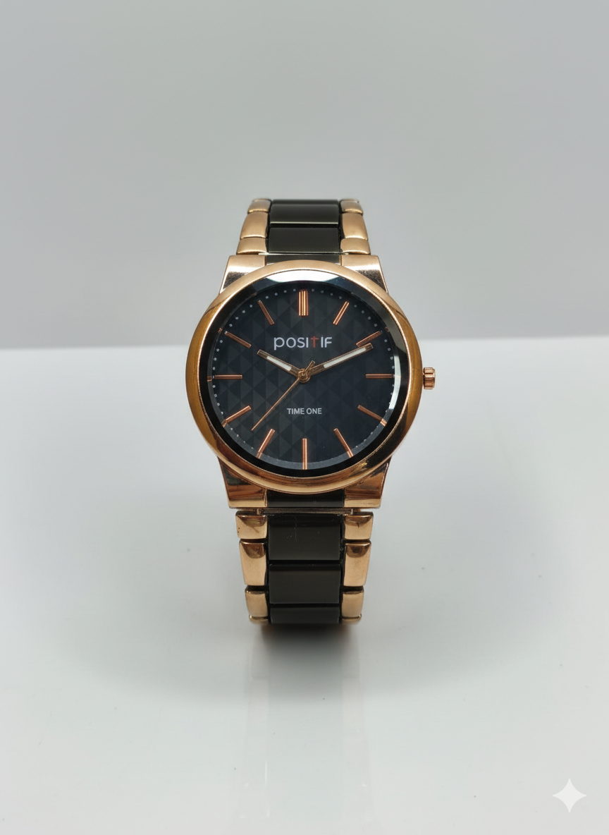 POSHIF Time One Rose Gold & Black Luxury Analog Watch