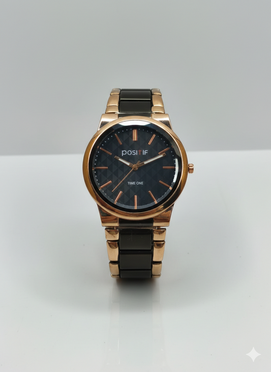 POSHIF Time One Rose Gold & Black Luxury Analog Watch