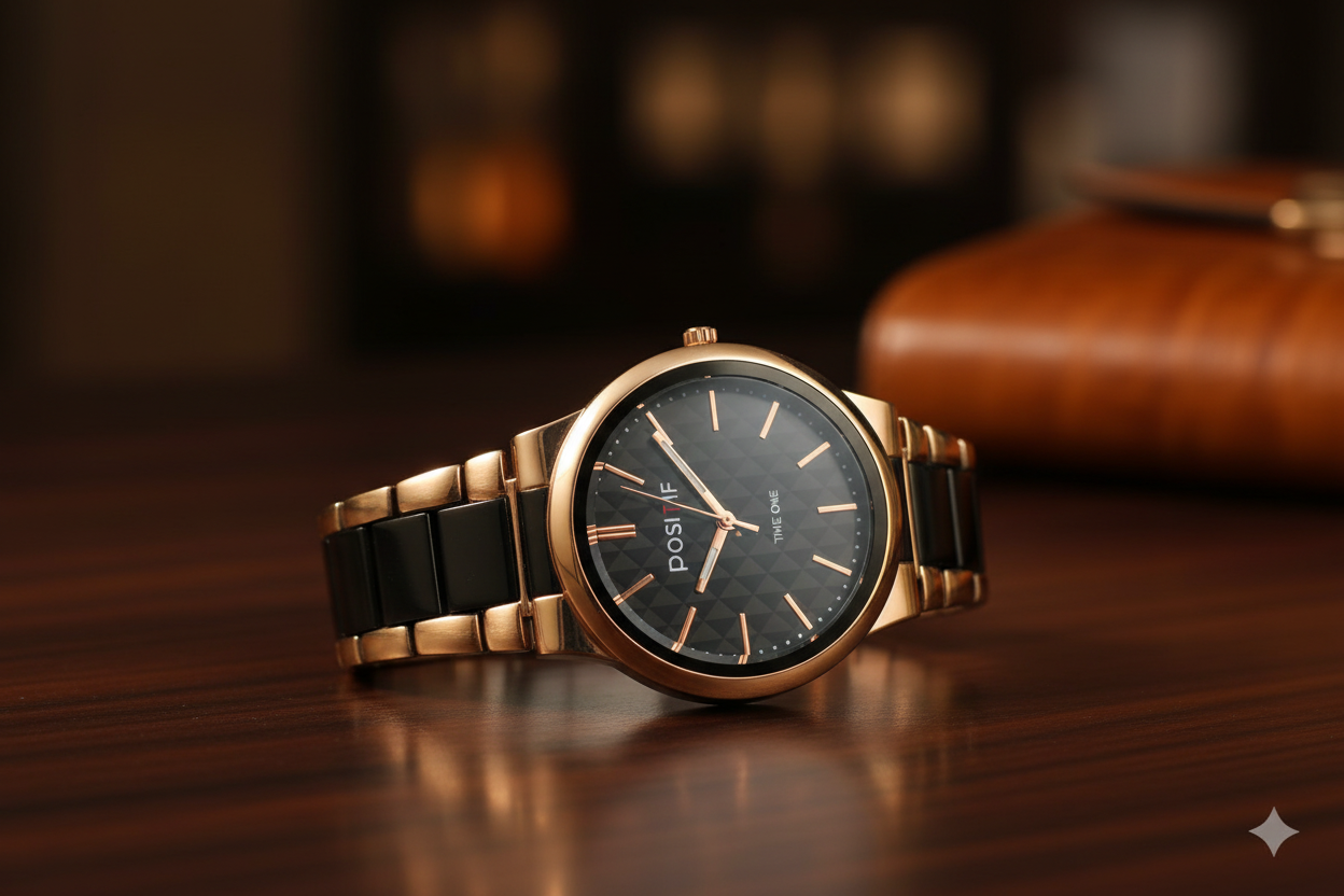 POSHIF Time One Rose Gold & Black Luxury Analog Watch